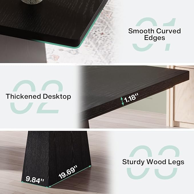 Tribesigns 63-Inch Executive Desk Large Office Computer Desk with Double Pedestal Modern Simple Workstations Writing Table Conference Table Business Furniture for Home Office Black