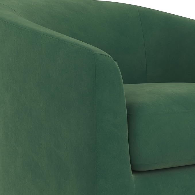 Swivel Accent Chair Upholstered Modern Barrel-Curved Arm Chair Velvet Fabric Comfty Sofa Reading Chair with Solid Wood Base for Living Room Bedroom Club Forest Green