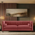 Dreamsir 78'' W Velvet Sofa Mid-Century Modern Love Seats Sofa Furniture with Bolster Pillows Button Tufted Couch for Living Room Pink