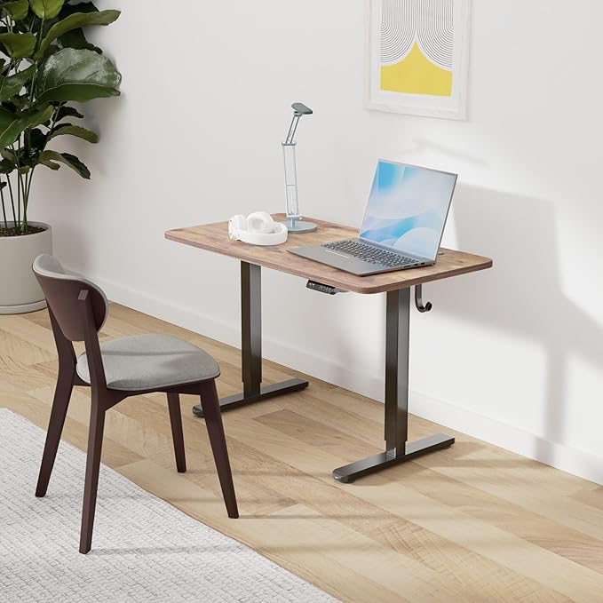 BANTI 40'' Electric Height Adjustable Standing DeskSit Stand up DeskErgonomic Sit-Stand Desk for Home OfficeRustic Brown Top