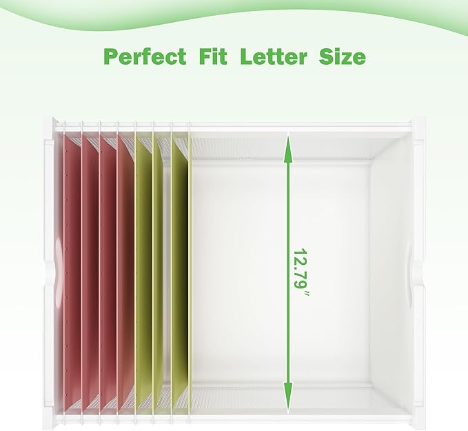 Hanging File Box Organizer for Letter Size Bamboo Acrylic File Folder Storage with Lid Clear Moving Boxes Wooden with Handle Desktop Wood Filing Holder for Office Banker Document White 1 Pack