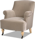 Jennifer Taylor Home Eloise 30 Pleated Sock Arm Living Room Accent Armchair Mink Beige Performance Velvet