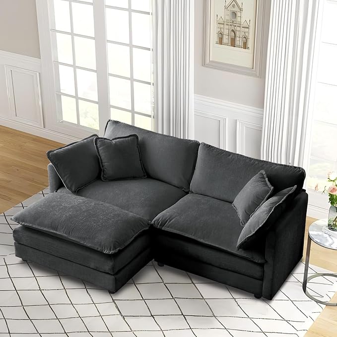 SoarFlash Chenille Single Seat Sofa with Armests Grey