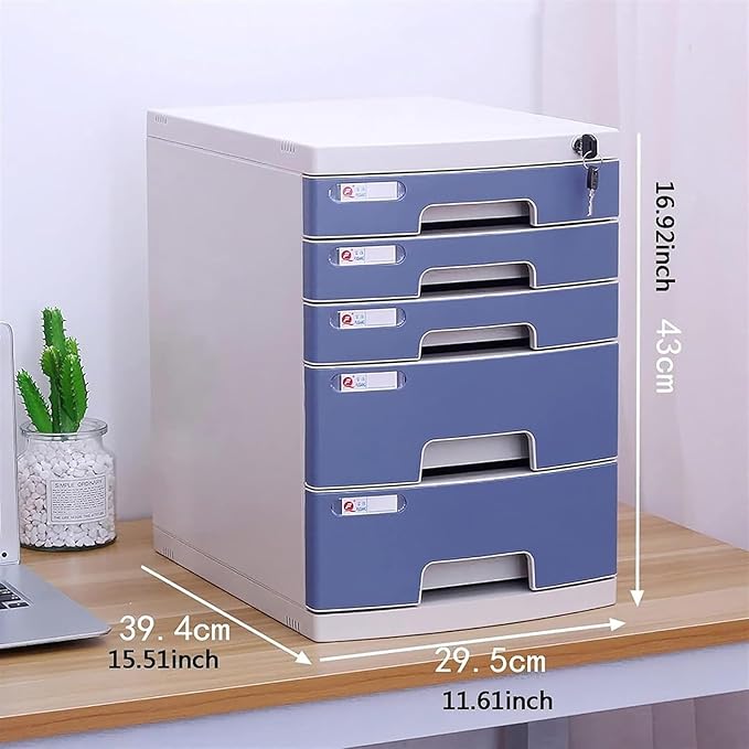 File Cabinet Desktop 5 Drawer File Cabinet with Locking File Organiser Data Cabinet (Color : Grey Size : 11.61x15.51x16.92inch)