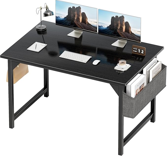 Shahoo Office Computer Desk 32 Inch Student Home Table for Writing Work with Headphone Hook and Storage Bag Dark Black