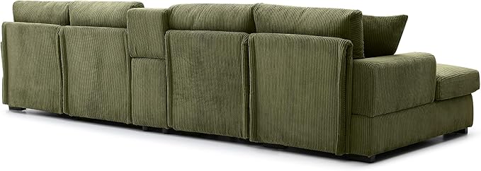 U-Shaped Sectional Cloud Sofa with Storage Console and Cupholders 126-Inch U-Shaped Symmetrical Corduroy Sectional Couch W/2 Chaise LoungesUSB-C Ports &amp 2 Pillows