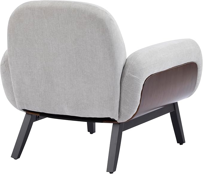 Christopher Knight Home Audrey Modern Fabric Upholstered Accent Chair Living Room Low Profile Fabric Armchair Wooden Comfy Reading Chair Soft Seating Single Lounge Sofa Light Grey