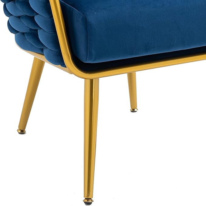 Velvet Accent Chair Modern Upholstered Armchair Tufted Chair with Metal Frame Single Leisure Chairs for Living Room Bedroom Office Balcony