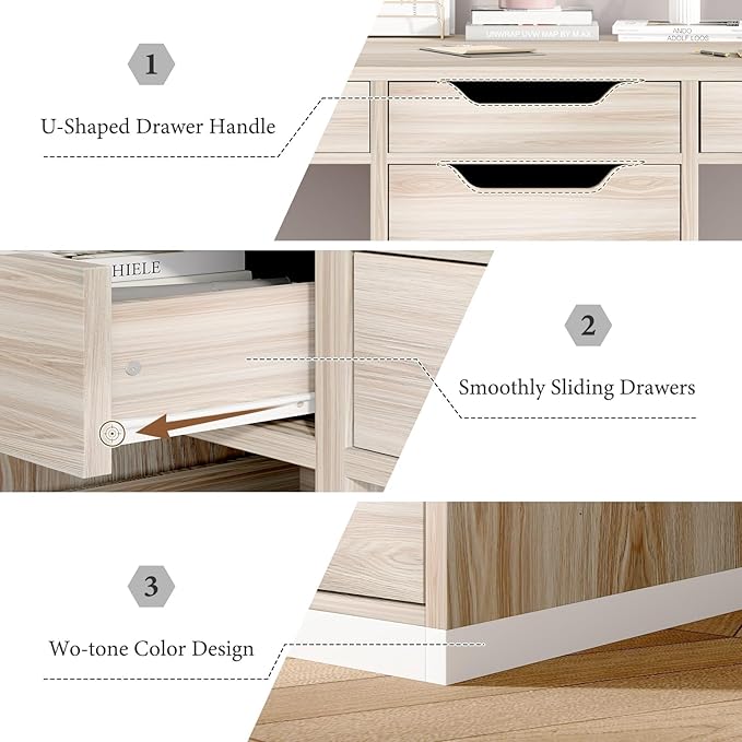 Two Person Desk with 5 Drawers Double Desk with Storage for 2 People 78 Inch Extra Long Computer Desk Workstation with File Drawer for Home Office White and Walnut