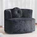 MELLCOM Oversized Swivel Accent Chair Modern Curved Back Single Sofa Chair Comfy All-Foam Compression Upholstered Round Armchair with PillowCozy Chenille Barrel Chair for Living RoomBedroom(Grey)
