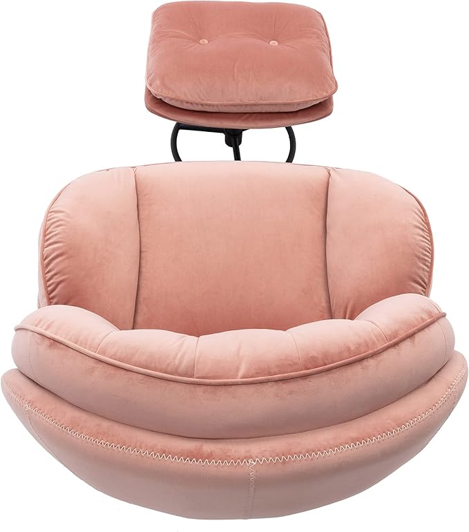 Accent Chair TV Chair Living Room Chair Pink Sofa with Ottoman