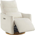 CHITA Swivel Rocker Recliner Chair Power Nursery Glider Recliner Nursery Rocking Chair with Adjustable Power Headrest FSC Certified Solid Wood Base Cream