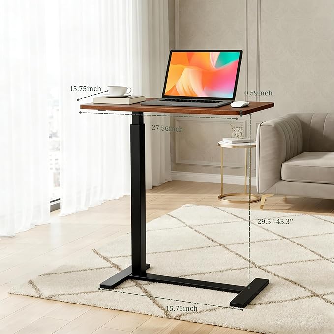 Mobile Standing Desk Adjustable Height Desk with Hidden Casters Portable Laptop Computer Table with Rolling Wheels for Sit Stand Workstation Compact and Sturdy for Home Office Dorm Brown