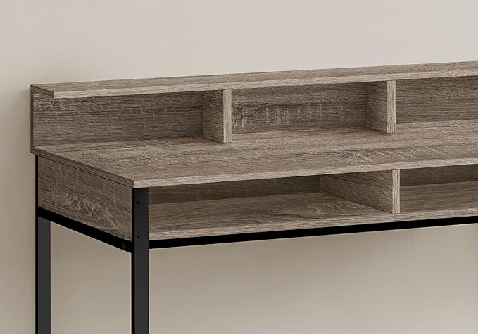 Computer Desk Home Office Standing Storage Shelves 48 l Work Laptop Brown Laminate Black Metal Contemporary Modern