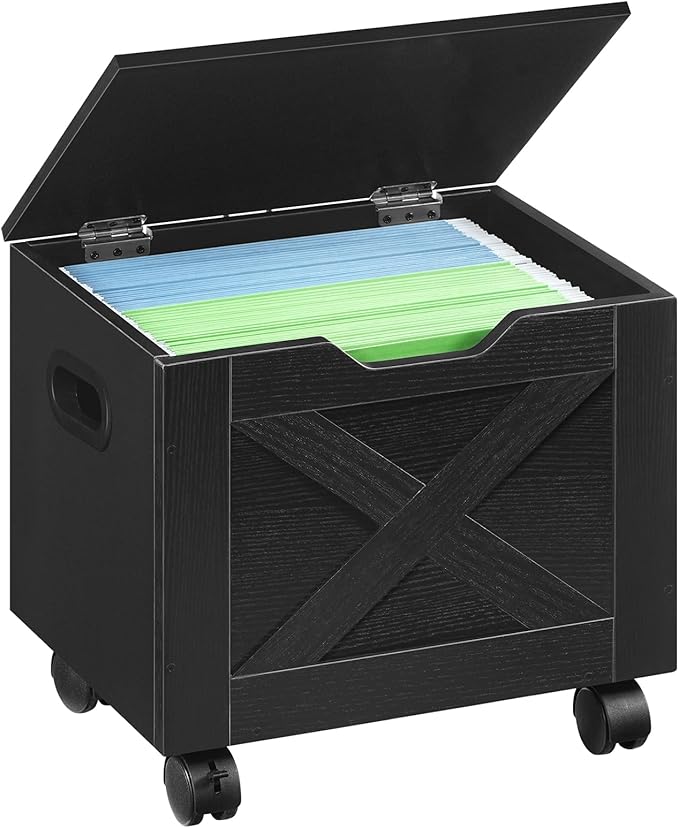 Rolling Filing Cabinet Small File Cabinet Under Desk with Single Drawer Hanging File Organizer for A4/Letter-Size Documents Organizer Box for Home Office Black FCBK4001