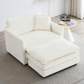 KIVENJAJA 41.4”W Oversized Sofa Chair with Ottoman Modern Chenille Deep Seat Single Couch Armchair Comfy Chaise Lounge Indoor with Pillow for Living Room Bedroom Apartment Beige