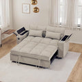 Large Size Convertible Sleeper Sofa BedPolka dot Velvet Pull Out Futon Couch with Storage handrails &amp Rotating Side TablesConvertible Sofa Couch for Living RoomRV (Khaki)