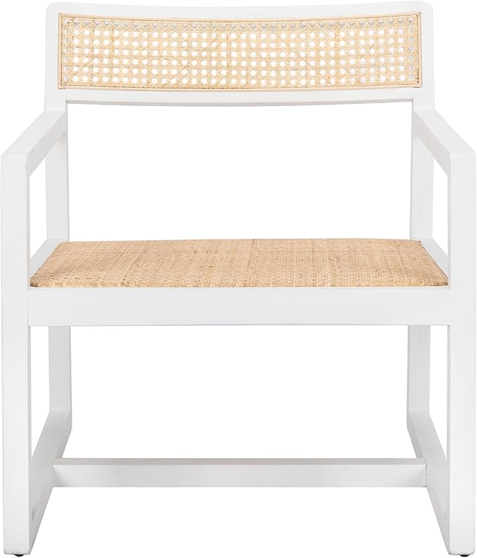 Safavieh Home Lula White and Natural Cane Accent Chair