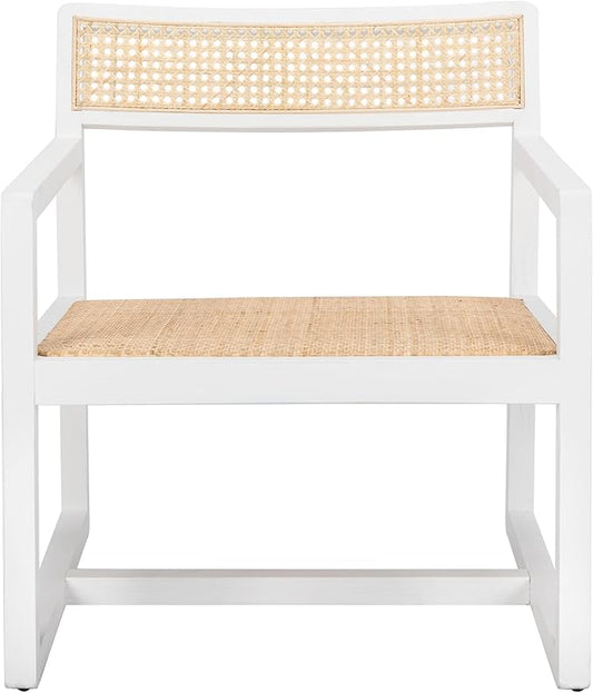 Safavieh Home Lula White and Natural Cane Accent Chair