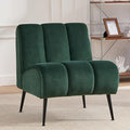 Modern Accent Chair Velvet Upholstered Fuzzy Club Chairs with Tufted Design Comfy Living Room Chair with Metal Legs Padded Reading Chair for Reading Room (Green-Velvet)