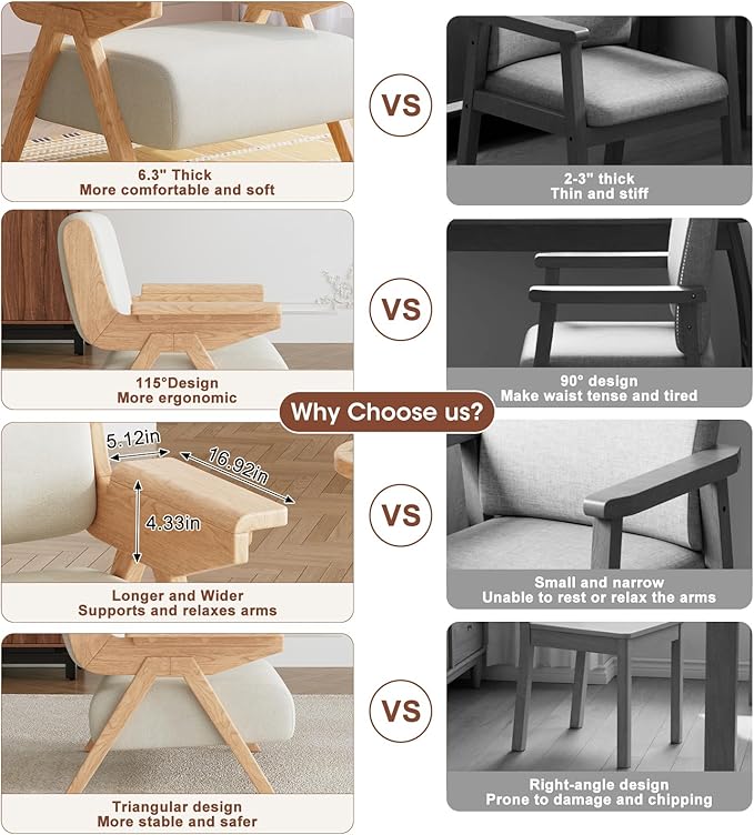 Accent Chair Mid Century Modern Chair Velvet Upholstered Lounge Arm Chair with Solid Wood Cozy Reading Chair for Living Room Bedroom Balcony(White)