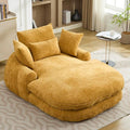 Oversized Chaise Lounge Indoor Deep Seat Boneless Sofa Bed with Throw Pillows Plush Chenille Fabric No Assembly Required Comfy Sleeper Sofa for Living Room Bedroom (YELLOW Without pocket)