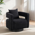 Mlmh &amp Kngwa 29 W Swivel Accent Barrel Chair Upholstered Boucle Round Arm Chair for Living Room BedroomBlack