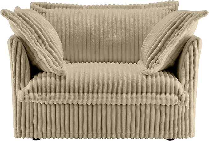 Corduroy Oversized Accent Chair 49” W Big Comfy Modular Cloud Chair Cozy Armchair for Living Room Bedroom Family Room Reading Nook Cover Removable Brown
