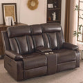 Power Reclining Loveseat with Console 70.9 Faux Leather Loveseat Recliner with Heat &amp Massage Double RV Recliner Sofa with Cup Holders USB &amp Type-C Ports Storage Pocket