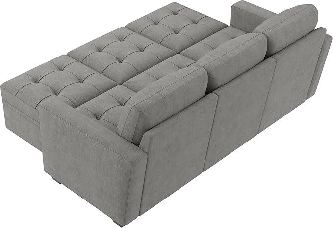 HONBAY Modular Sectional Couch Sleeper Sofa Bed with Storage Seats Oversized Sectional Couches for Living RoomWarm Grey