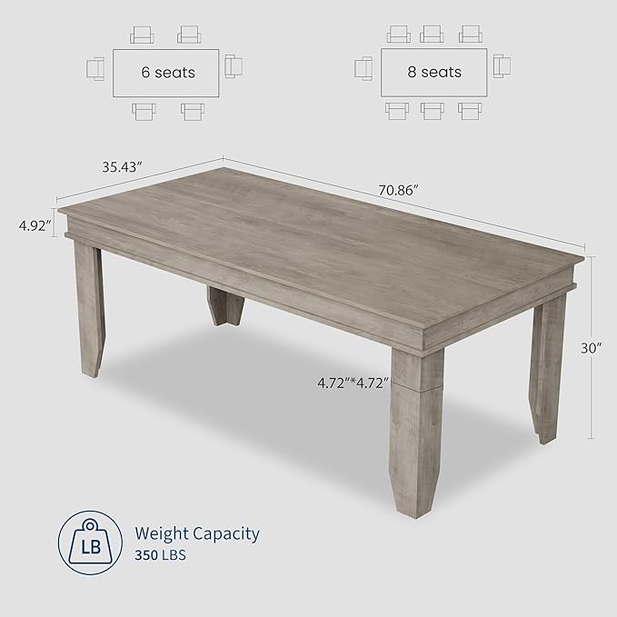 71 Inch Executive Desk Large Black Computer Desk with Sturdy Thick Legs Modern Farmhouse Home Office Desk 180cm Spacious Writing Table for Study Professional Workstation Furniture Rectangular