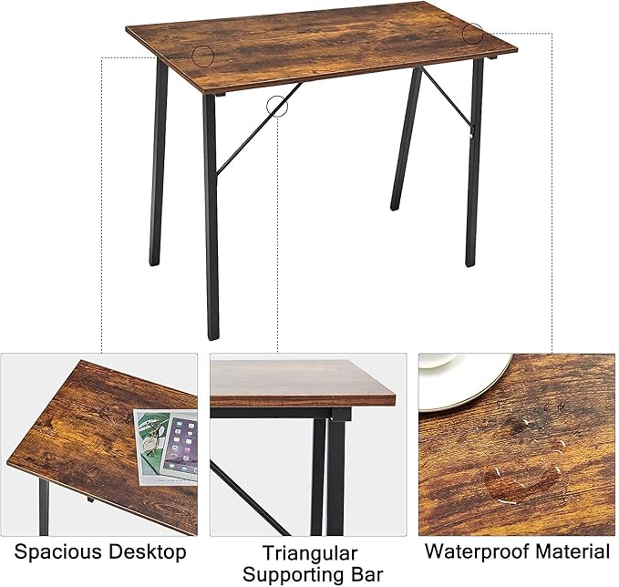 Coavas Computer Desk 40 Small Student School Writing Desk Easy Assembly Study Writing Table Home Office Desk Modern Simple Style PC Desk for Small Space Study Kids Black Desk Metal Frame