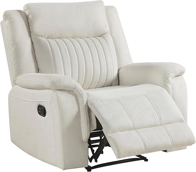 Lexicon Manual Recliner Chair Polished Microfiber Reclining Sofa Chair Home Theater Seating Wall Hugger Manual Recliner for Living Room/Office/Apartment Beige