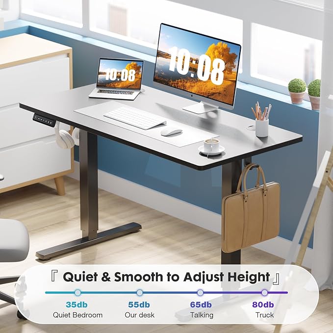 Sweetcrispy Electric Standing Desk Adjustable Height 40x24 Inch Sit Stand Up Home Office Desks Computer Workstation PC Work Table with 3 Memory Preset Splice Wood Board Metal Frame Black