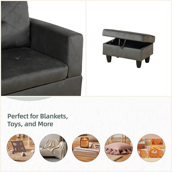 FONTOI L Shaped Sectional Couch Sofa Modern Couches for Living Room Comfy 4 Seat Modular Sectional Sofa with Ottoman Storage for Bedroom Apartment Coffee
