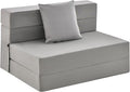 Giantex 6 Inch Folding Sofa Bed Couch with Pillow Tri-fold Mattress with High-Density Foam Foldable Floor Couch with Headrest Portable Guest Bed with Zippered &amp Washable Cover Grey