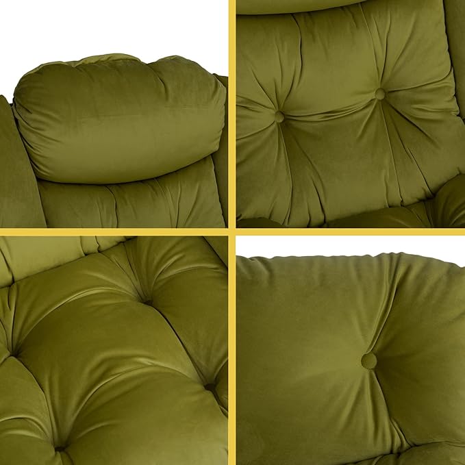 HollyHOME Lazy Chair with Armrest and Side Pocket Comfy Accent Lounge ChairLeisure Sofa Armchair for Living Room Bedroom Dorm or Small Spaces Oversized Reading Sofa ChairVelvet Olive Green