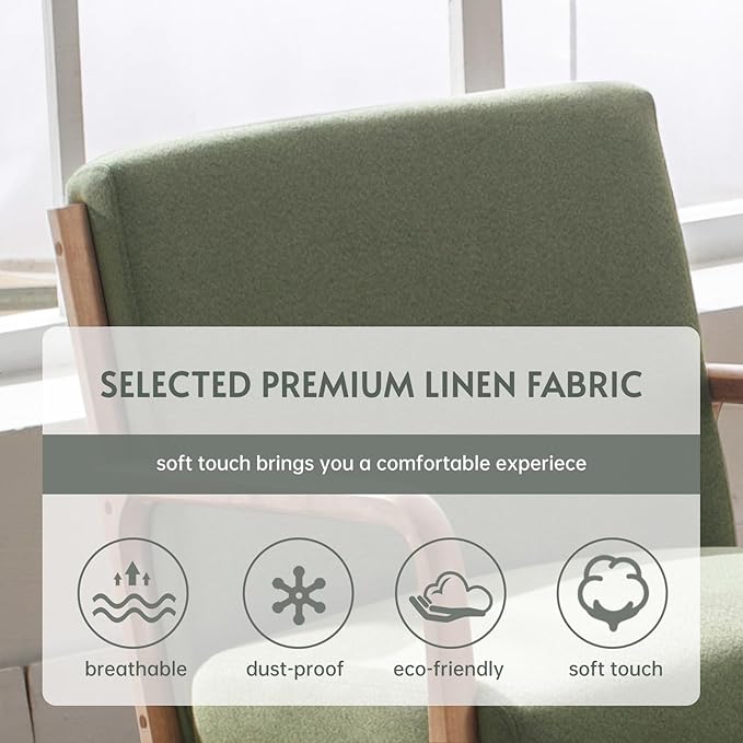 ANJ Mid Century Modern Accent Chairs Set of 2 Comfy Fabric Reading Chair with Solid Wood Frame Easy Assembly Armchair for Living Room Blackish Green 2