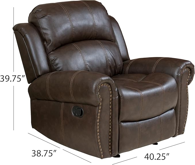 Christopher Knight Home GDFStudio Christopher Knight Home Gavin Faux Leather Gliding Recliner Dark Brown