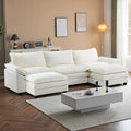 VINGLI Convertible U-Shaped Sectional Modular Couch with 2 Movable 2-Layer Ottomans Oversized Comfy Cloud Sofa with Deep Seat &amp Chaise 3 Seater Cozy Couch for Small Spaces Chenille White-Cream