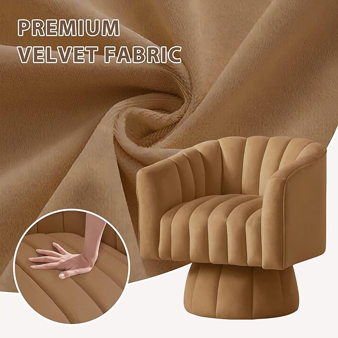 YSICK Swivel Accent Chair360°Swivel Barrel Chairs Mid-Century Chair with Wide Upholstered Modern Velvet Fabric Round Armchair for Living Room Lounge Bedroom