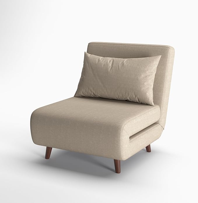 Convertible Sleeper Chair 3 in 1 Folding Single Chair Sleep Turns into Bed Sofa Bed for Adults Foldable Twin Chaise Lounge for Living Room Bedroom Sturdy Wood Frame and Easy Assembly
