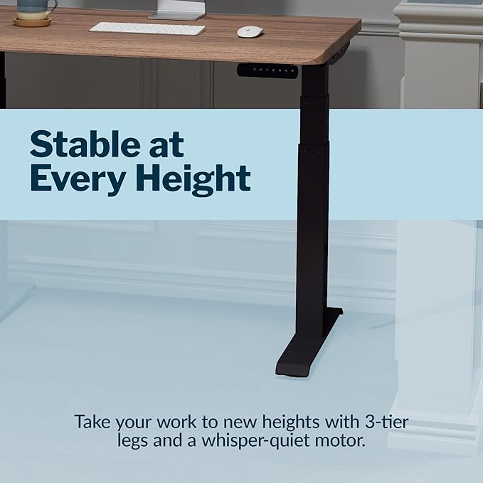 Vari ComfortEdge 40x26 Inch Adjustable Standing Desk – Small Electric Sit Stand VariDesk for Apartment Bedroom or Home Office + Beveled Edge Tool-Free Assembly (Walnut Top/Black Legs)