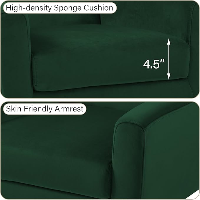Accent Chair Modern Velvet Arm Chair for Living Room Bedroom Comfy High-Resilient Sponge Reading Chair for Small Spaces （Velvet Retro Green Set of 2