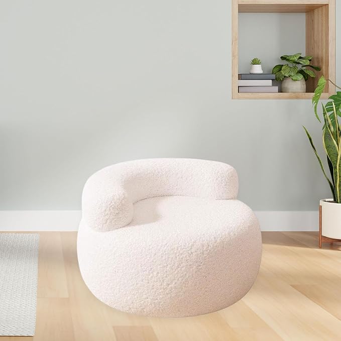 Footstool Lazy Sofa Mordern Seat Furniture Accent Chair Ottoman Floor Sofa for Living Room Office Entryway Playroom Bedroom White