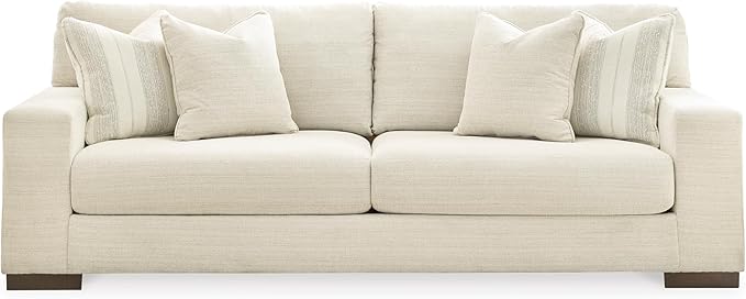 Signature Design by Ashley Maggie Contemporary Upholstered Sofa with Accent Pillows Off-White