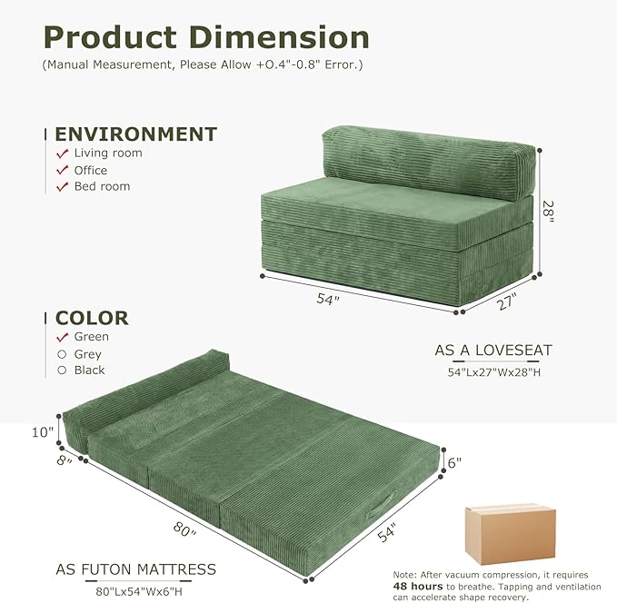 5-in-1 Convertible Sofa Bed Full Size Boneless Loveseat Sleeper with Removable Cushions &amp Washable Cover Futon Sofa Bed with Handle Pull Out Couch for Small Spaces Grey