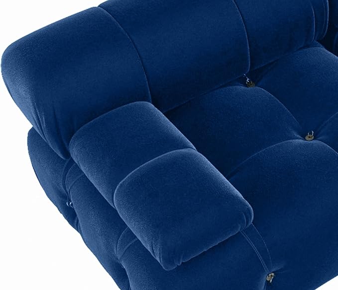 104 Velvet Modular Sectional Sofa Luxury Modern 3-Seater Sectional Couches for Living Room Bedroom Office Apartment (Blue)