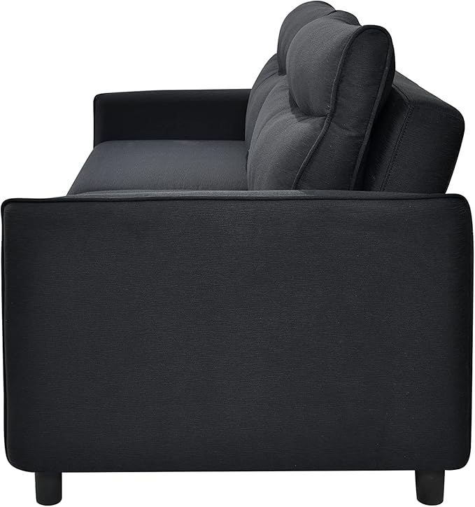 THSUPER 75‘’ Queen Size Sofa Bed Loveseat Sleeper Sofa with Pull Out Bed Convertible Small Sleeper Couch Bed for Living Room/RV/Apartment (Black) | 3 in 1 sofa bed adjustable backrest
