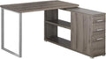 Computer Desk Home Office Corner Left Right Set up Storage Drawers L Shape Work Laptop Brown Laminate Grey Metal Contemporary Modern